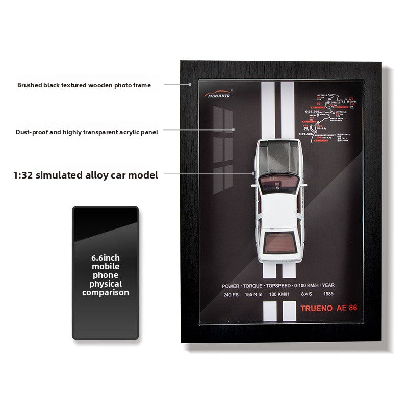 Cute 1:32 Diecast Car Wooden Picture Frame  for Fun Room Decor