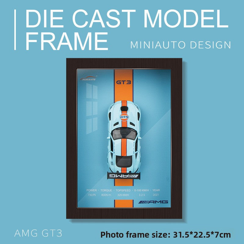 Cute 1:32 Diecast Car Wooden Picture Frame  for Fun Room Decor