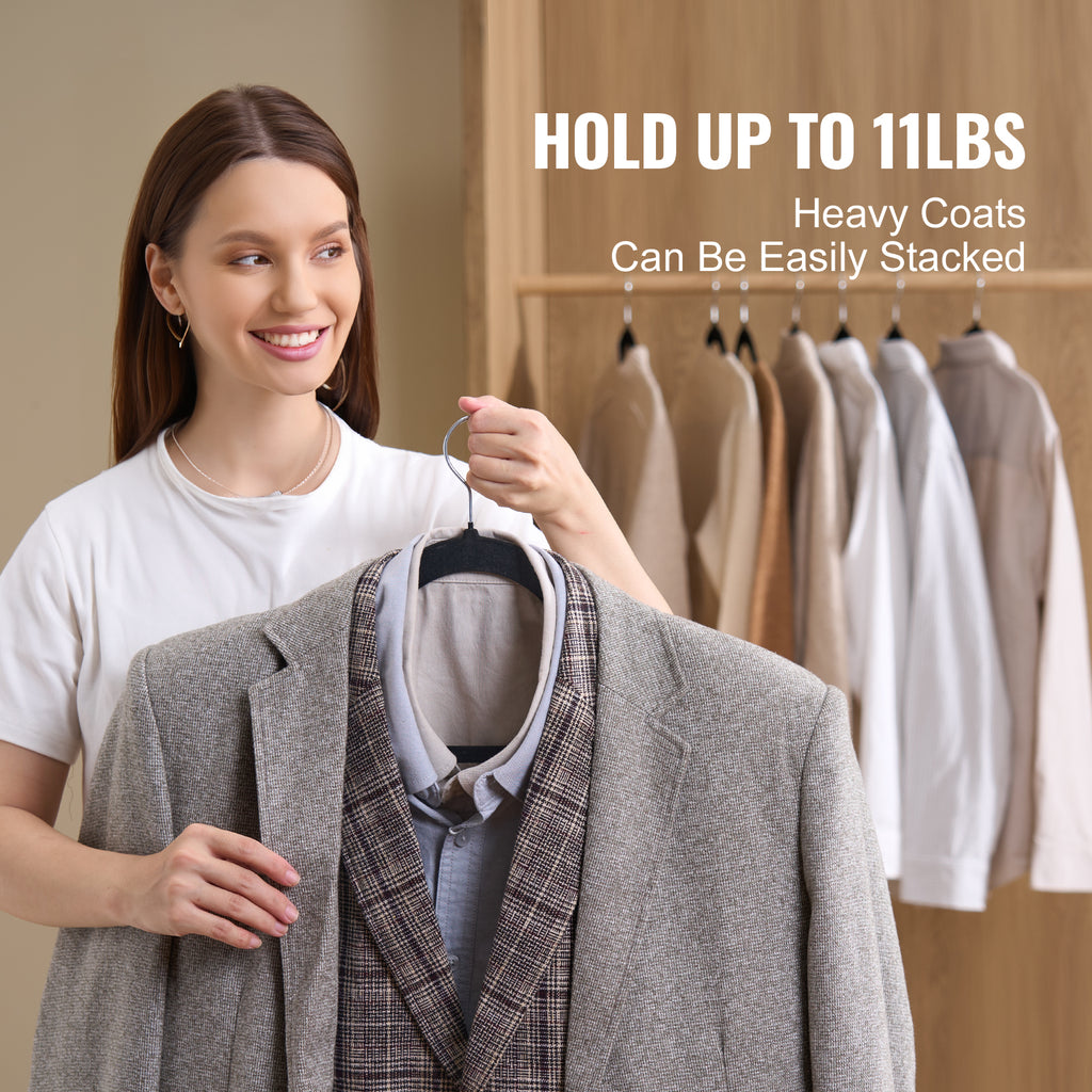 Slim Black Velvet Hangers, 50‑Pack for Organized Wardrobes