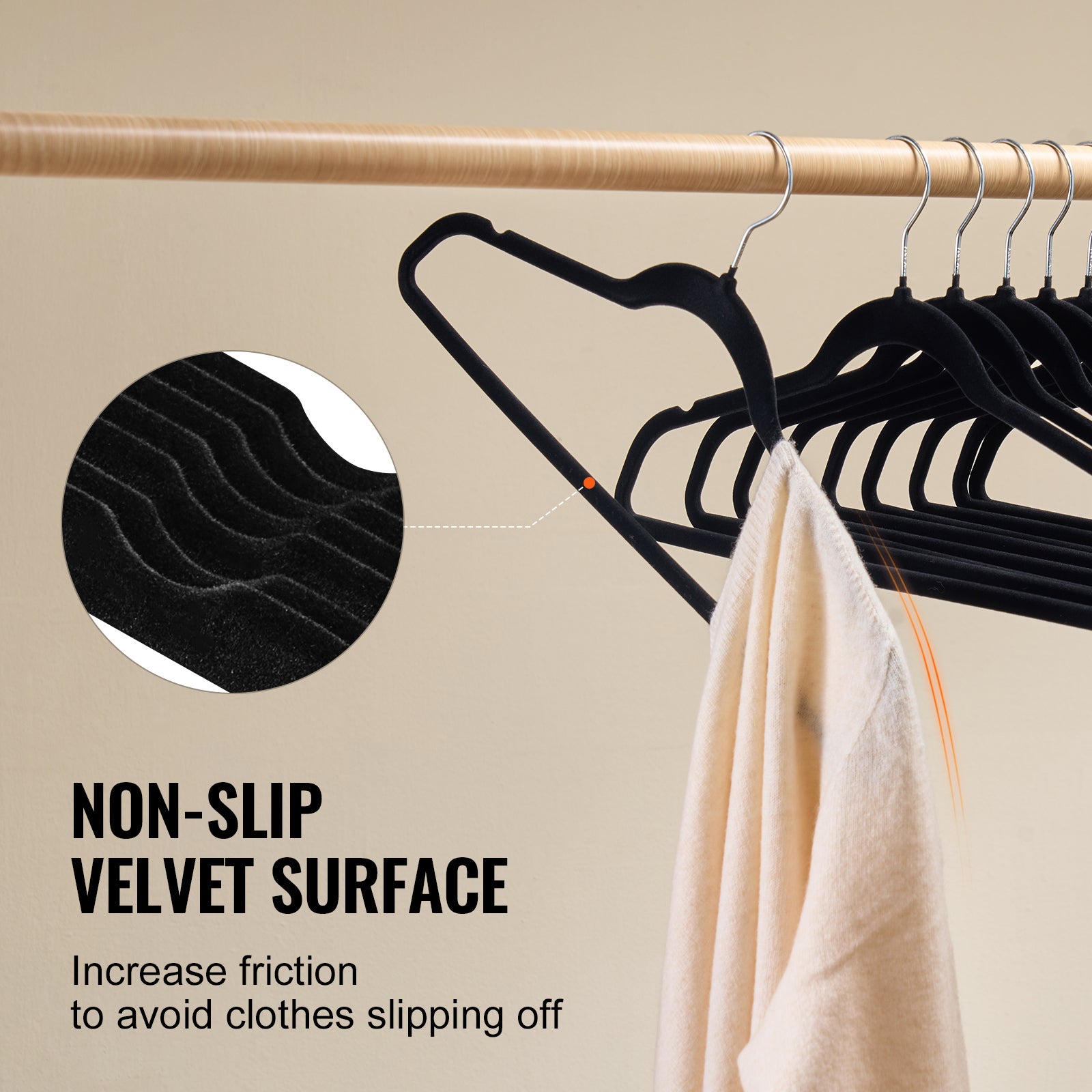 Slim Black Velvet Hangers, 50‑Pack for Organized Wardrobes