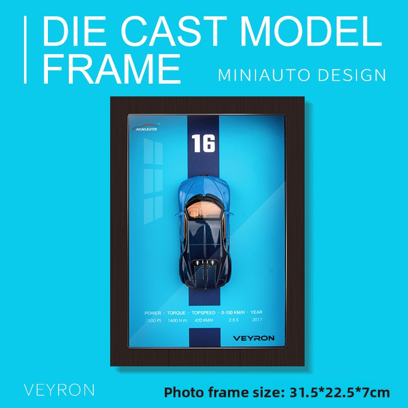 Cute 1:32 Diecast Car Wooden Picture Frame  for Fun Room Decor