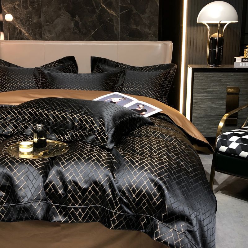 Elegant Baroque Jacquard Cotton Fitted Bed Sheet Set for Bedrooms