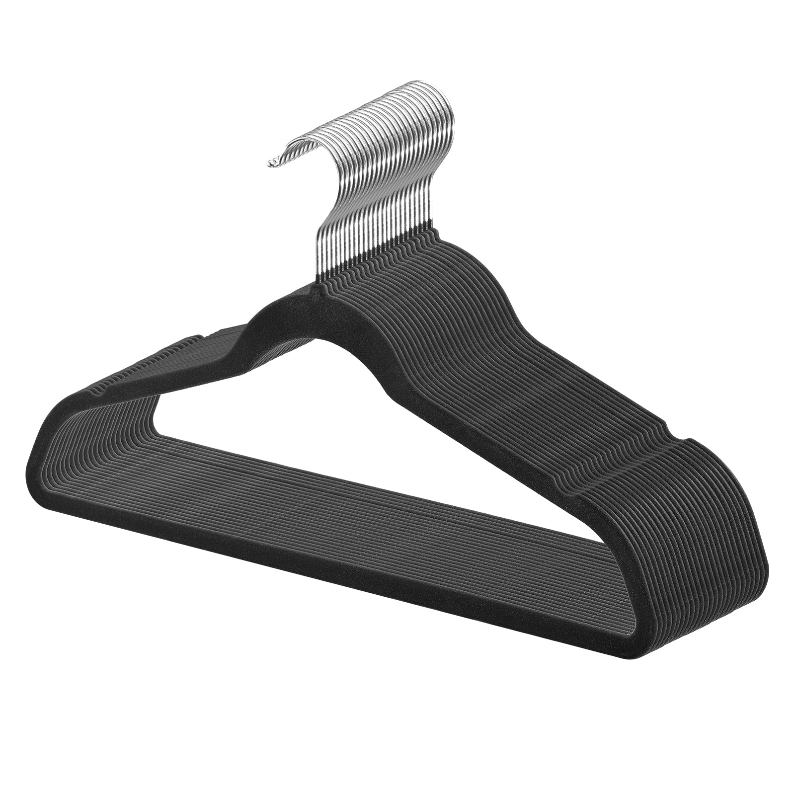 Slim Black Velvet Hangers, 50‑Pack for Organized Wardrobes