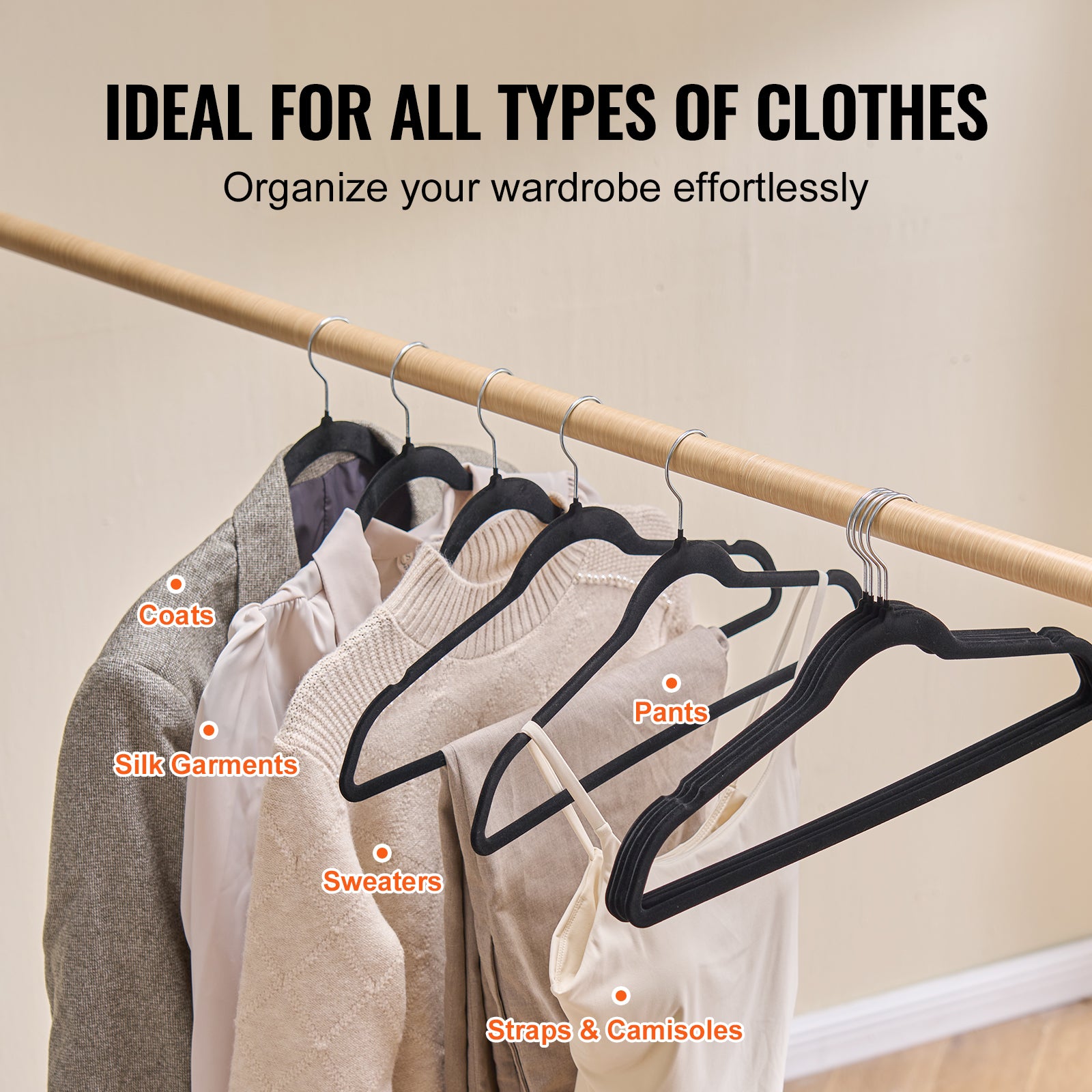 Slim Black Velvet Hangers, 50‑Pack for Organized Wardrobes