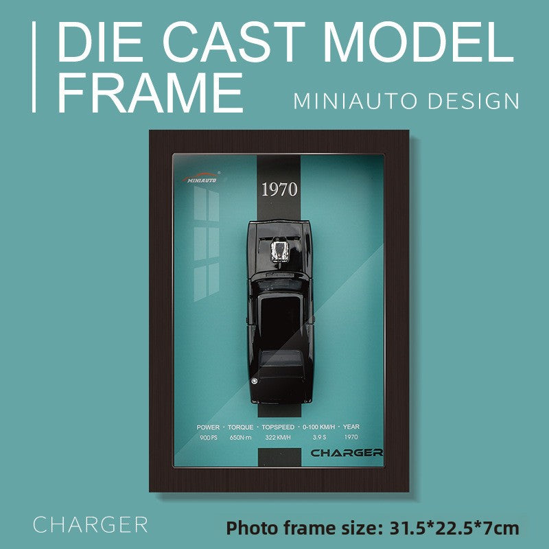 Cute 1:32 Diecast Car Wooden Picture Frame  for Fun Room Decor